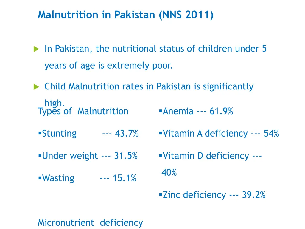 malnutrition in pakistan nns 2011