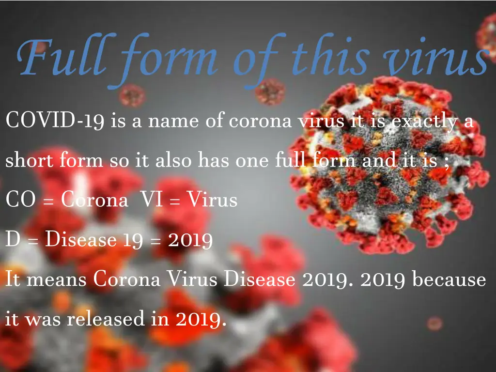 full form of this virus covid 19 is a name