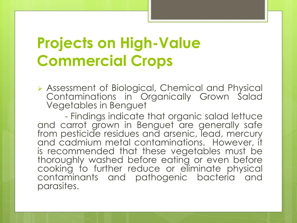 projects on high value commercial crops 1