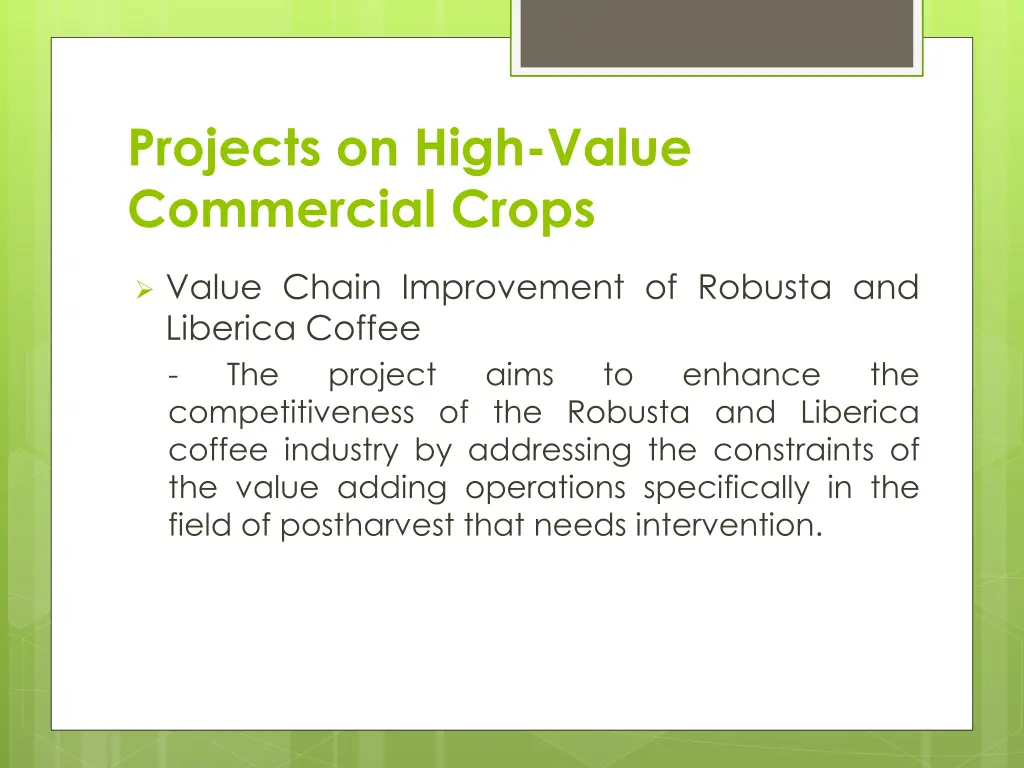 projects on high value commercial crops 11