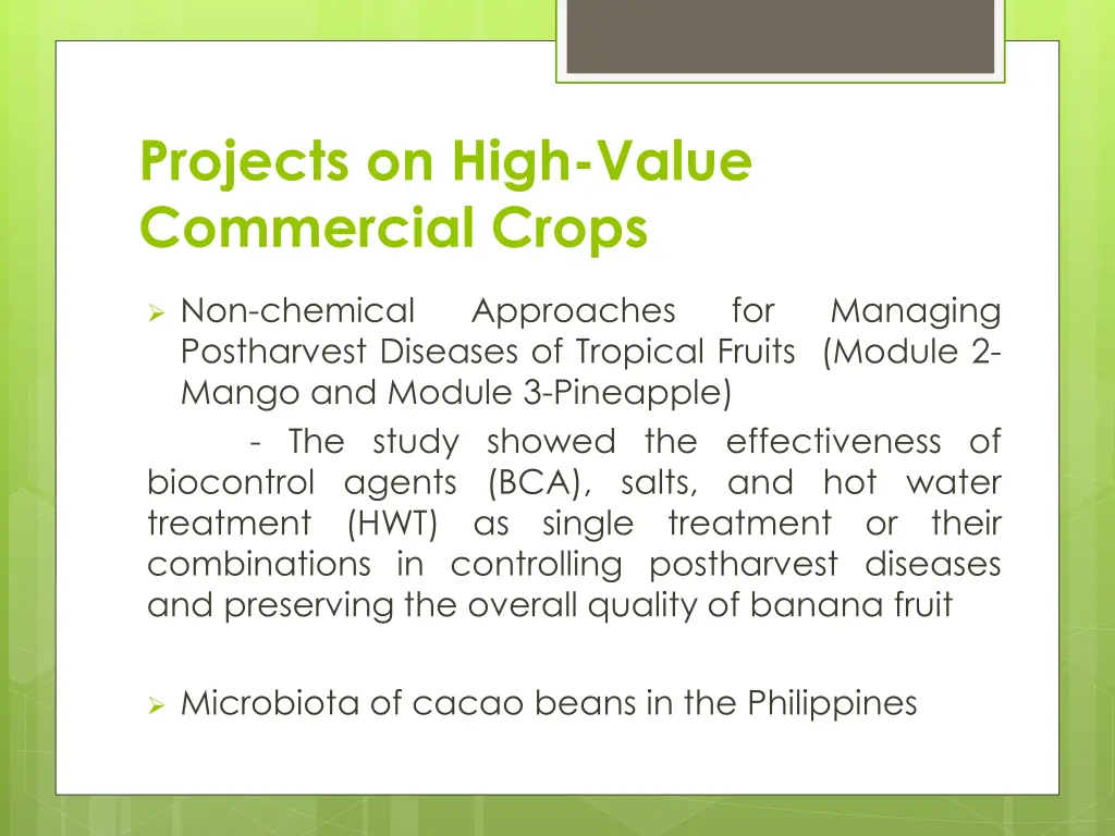 projects on high value commercial crops 12