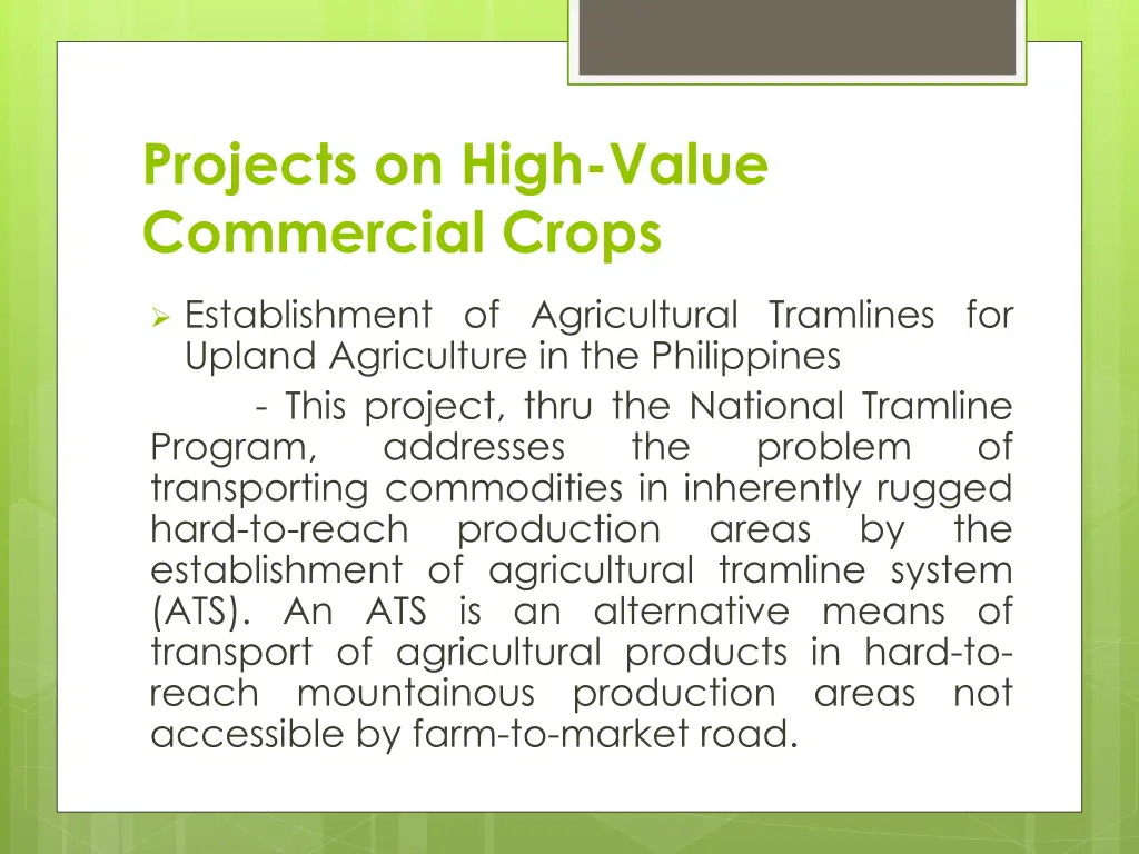 projects on high value commercial crops 16