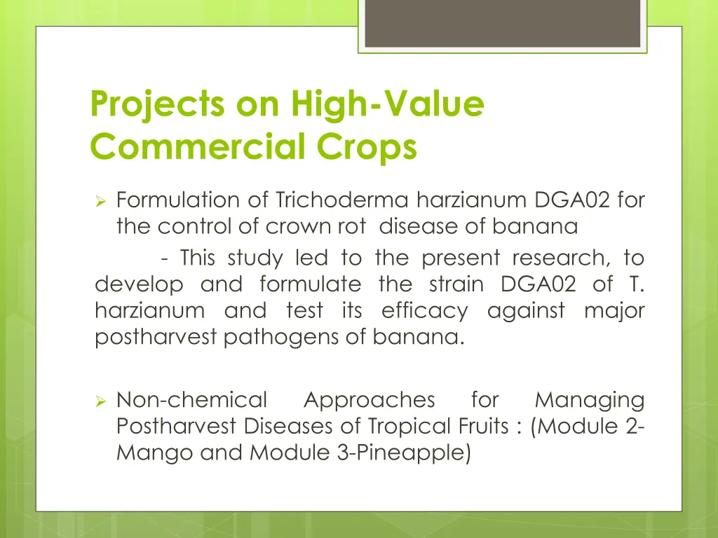 projects on high value commercial crops 19