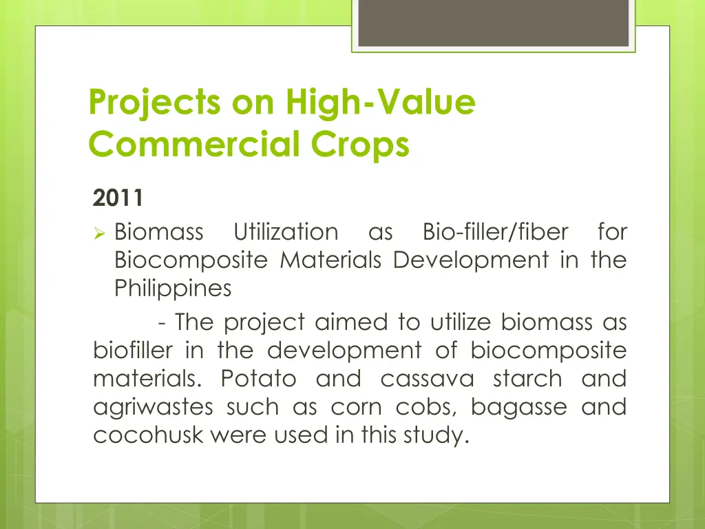 projects on high value commercial crops 2