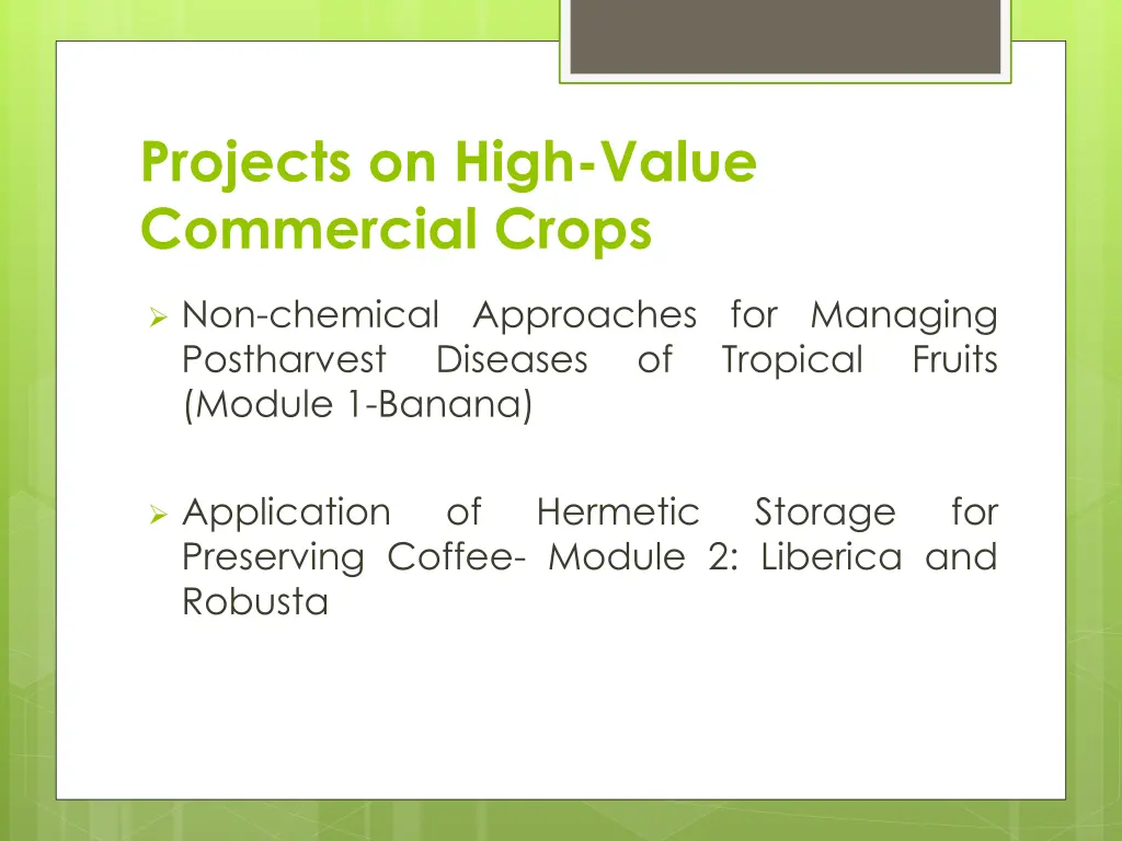 projects on high value commercial crops 3