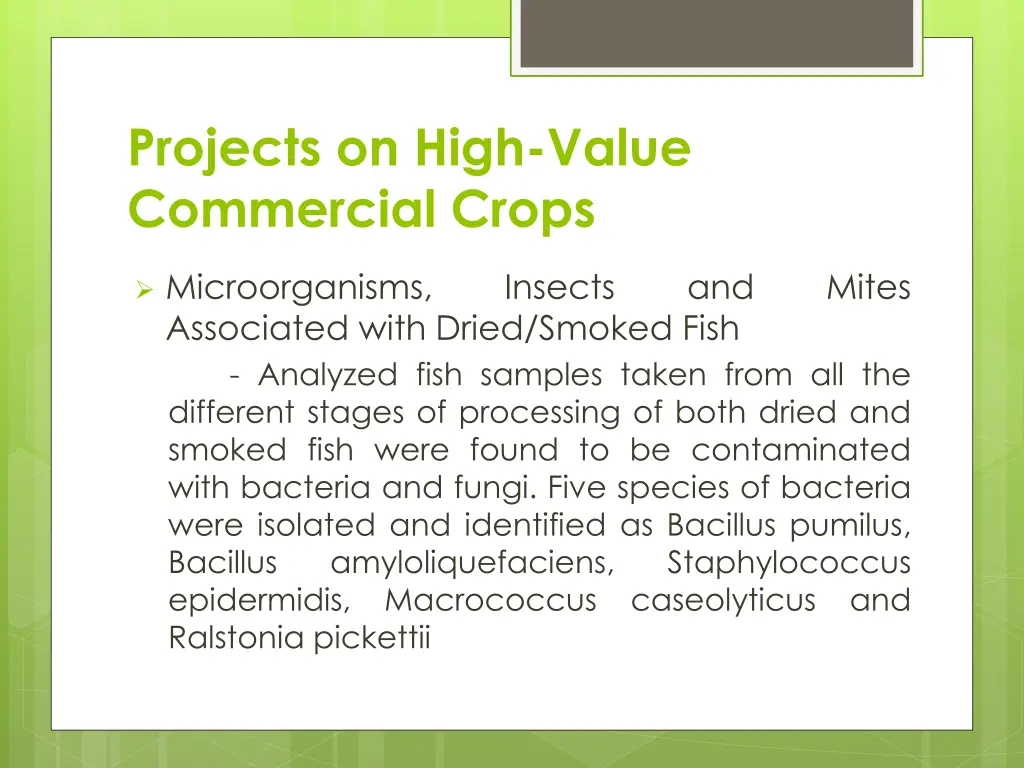 projects on high value commercial crops 4