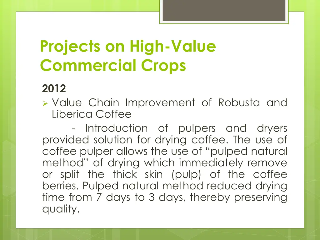 projects on high value commercial crops 6