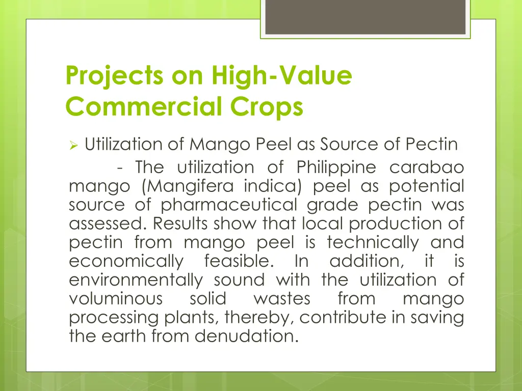 projects on high value commercial crops 7