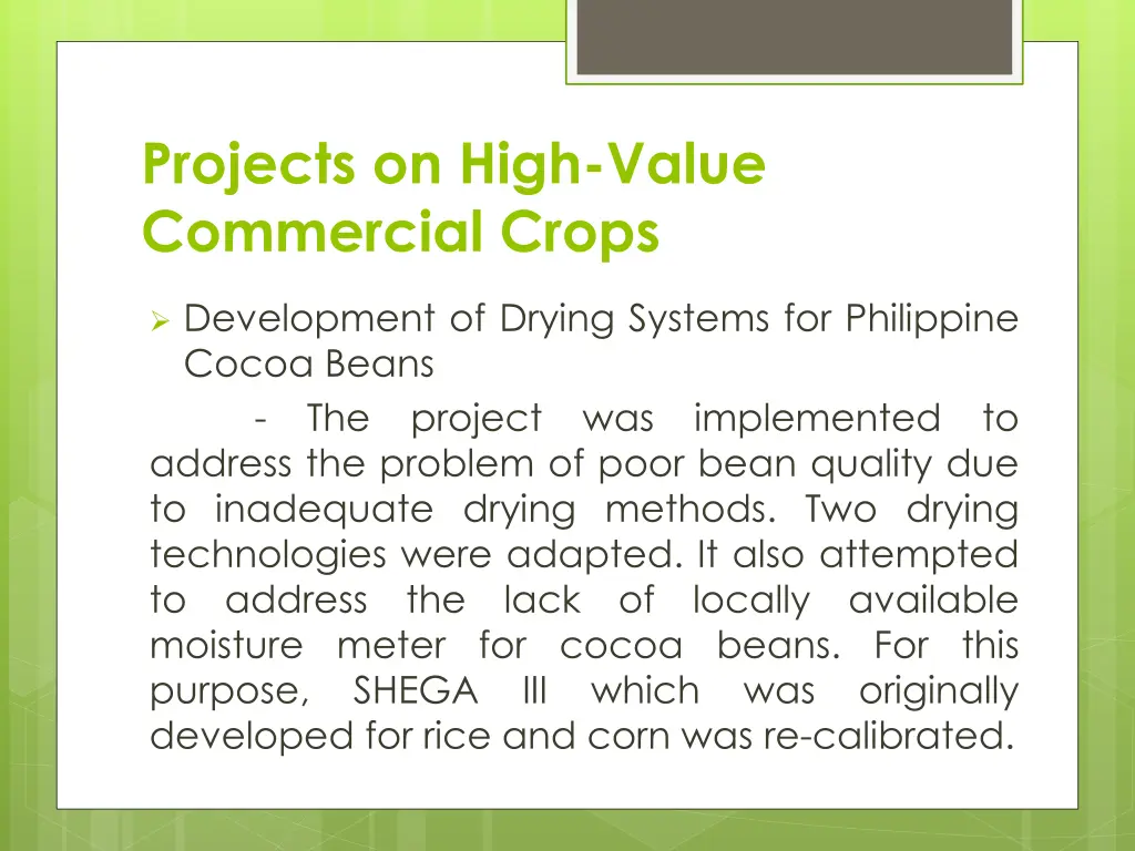 projects on high value commercial crops 8