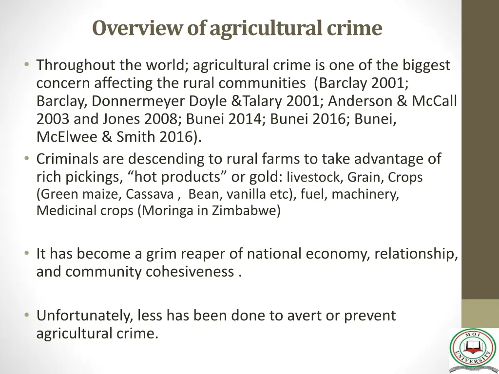 overview of agricultural crime