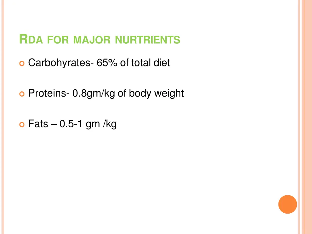 r da for major nurtrients