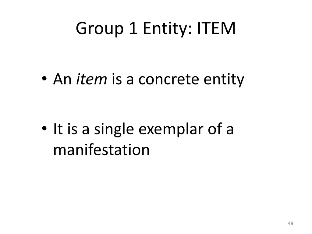 group 1 entity item 1