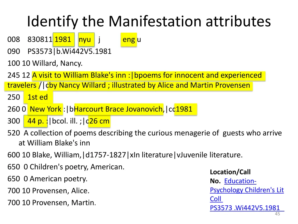 identify the manifestation attributes