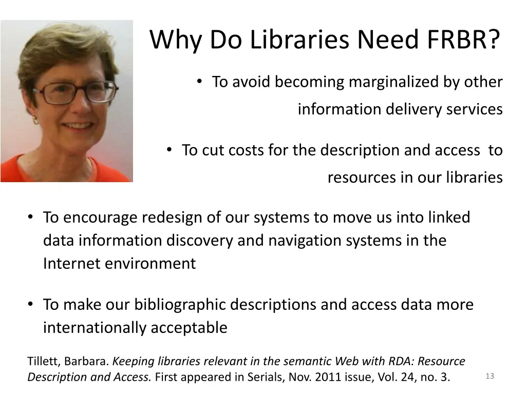 why do libraries need frbr