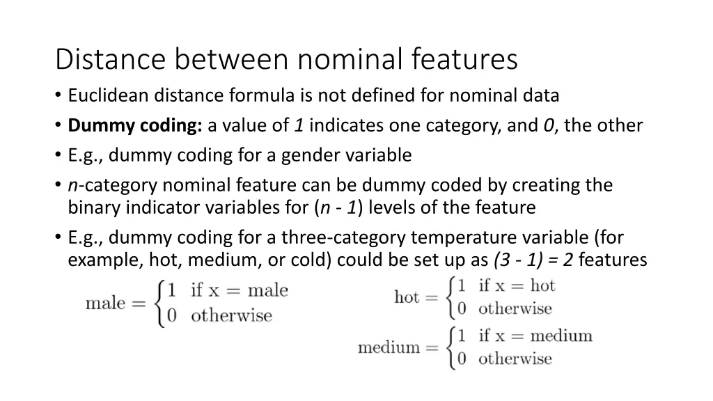 distance between nominal features euclidean