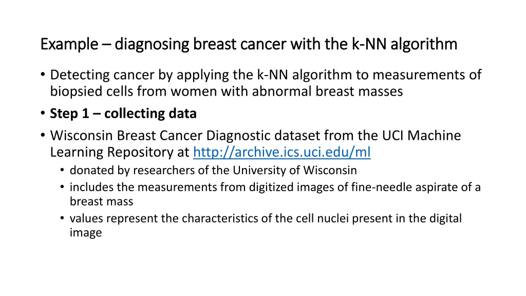 example example diagnosing breast cancer with