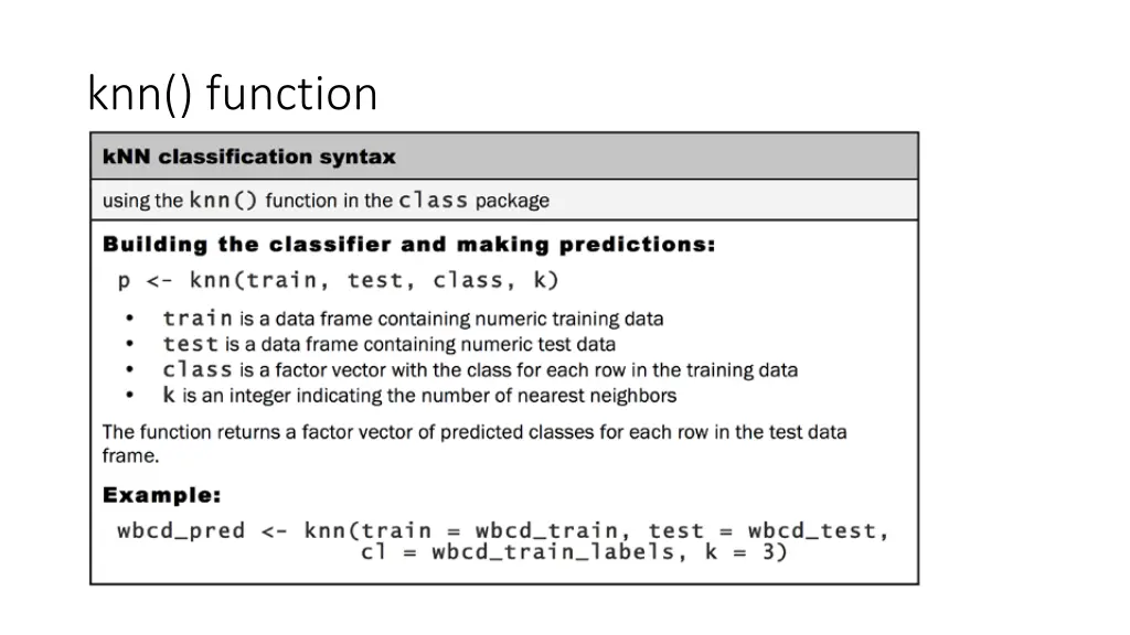 knn function