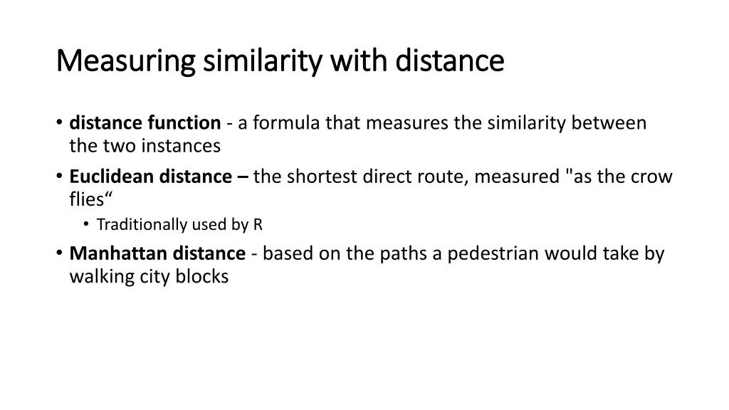 measuring similarity with distance measuring