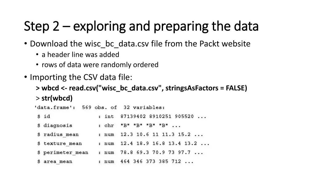 step 2 step 2 exploring and preparing the data