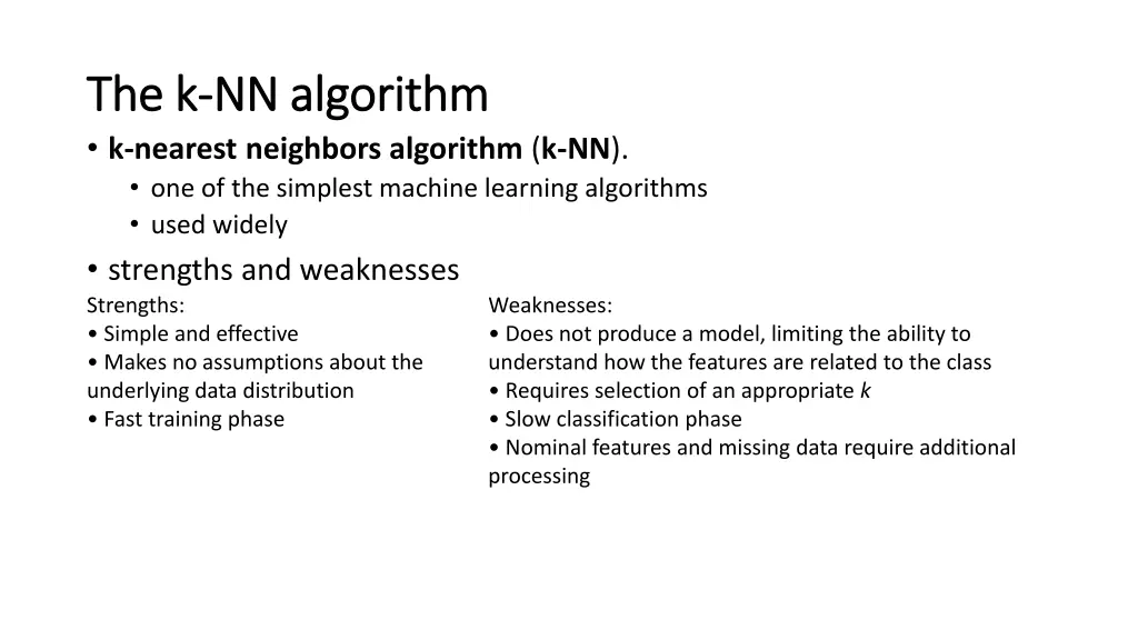 the k the k nn algorithm nn algorithm k nearest