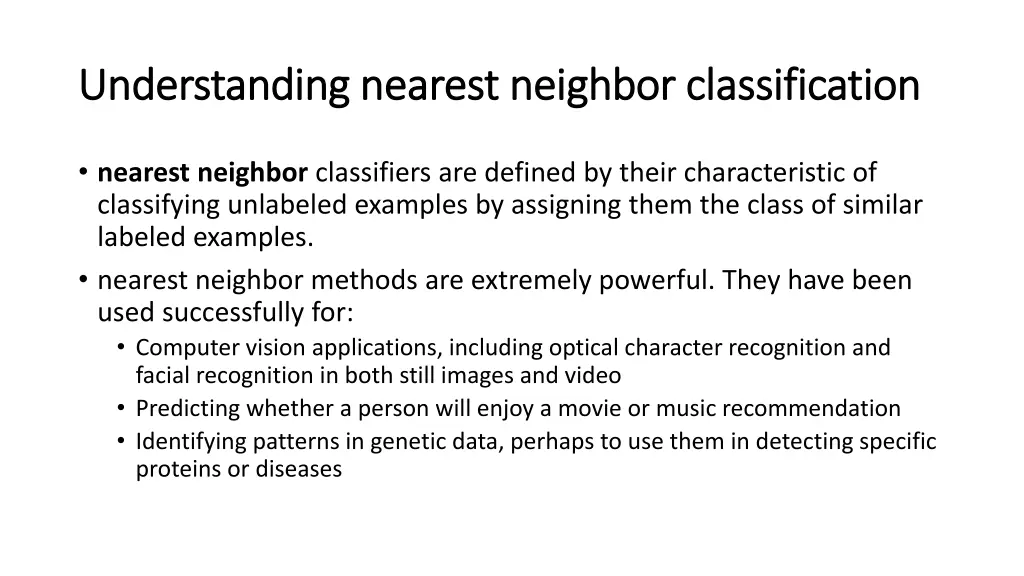 understanding nearest neighbor classification