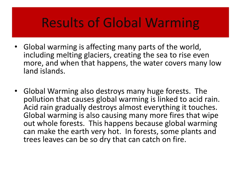 results of global warming