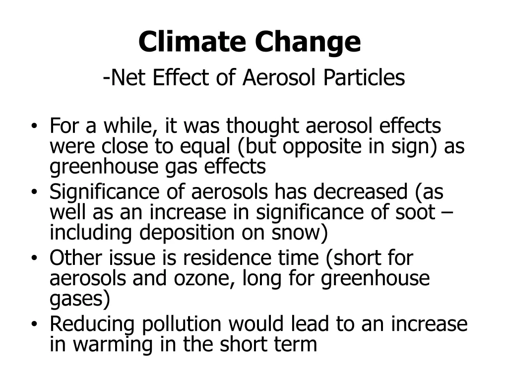 climate change net effect of aerosol particles