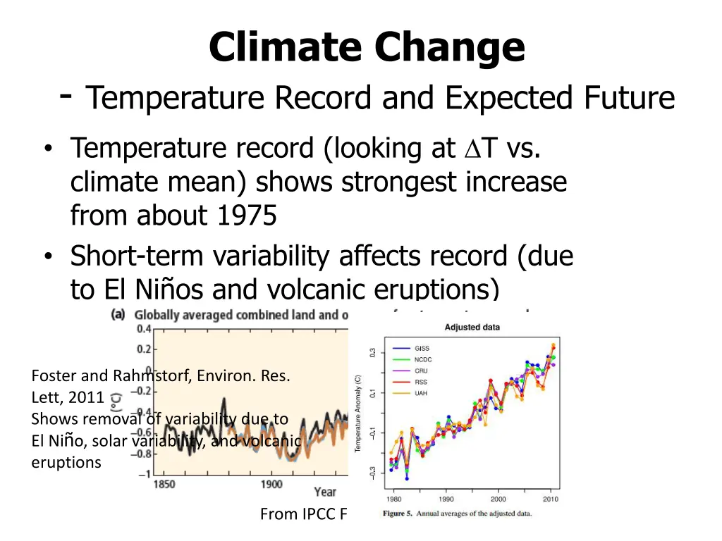 climate change temperature record and expected 1