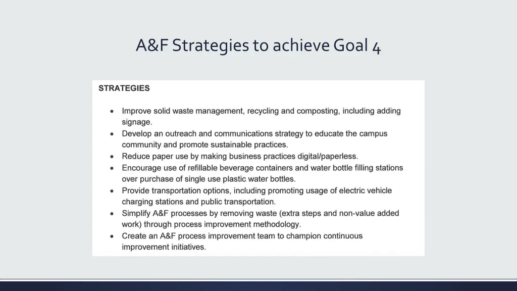 a f strategies to achieve goal 4