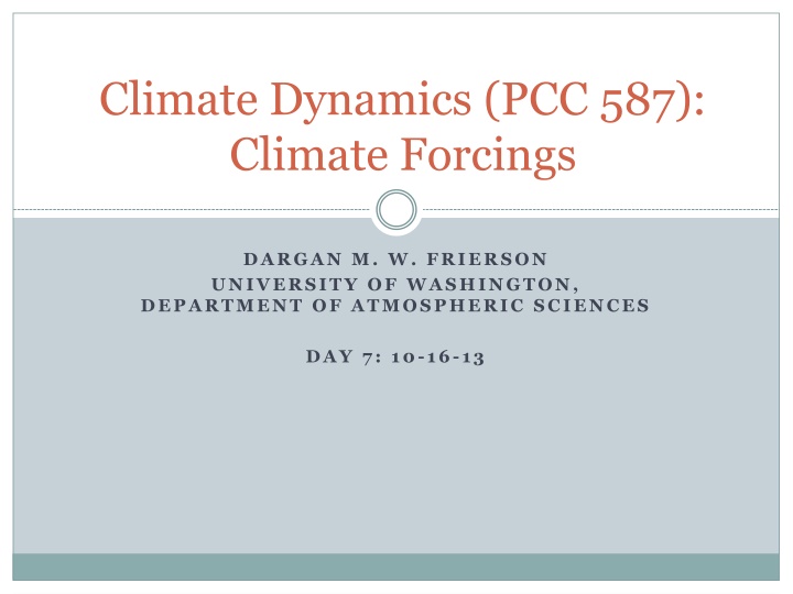 climate dynamics pcc 587 climate forcings