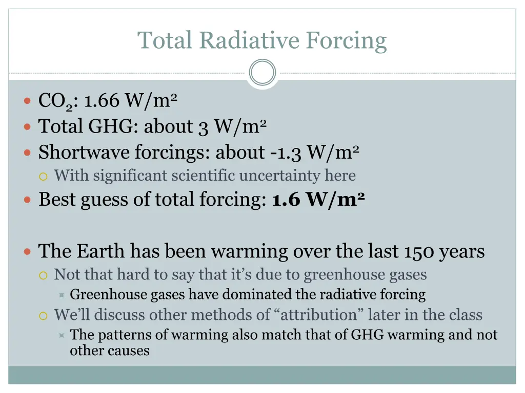 total radiative forcing