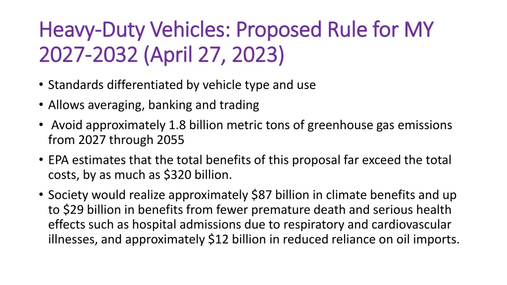 heavy heavy duty vehicles proposed rule