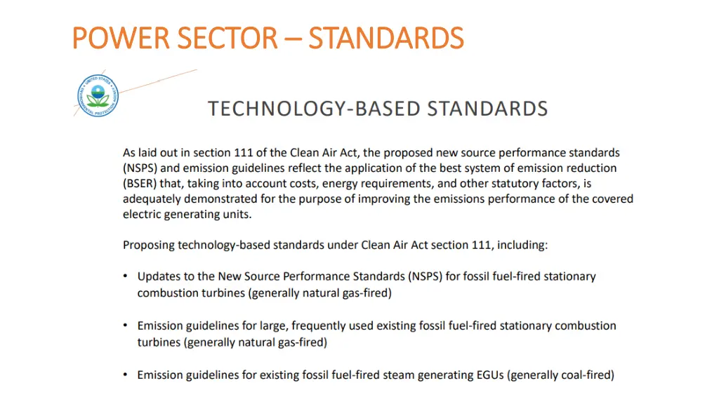 power sector power sector standards