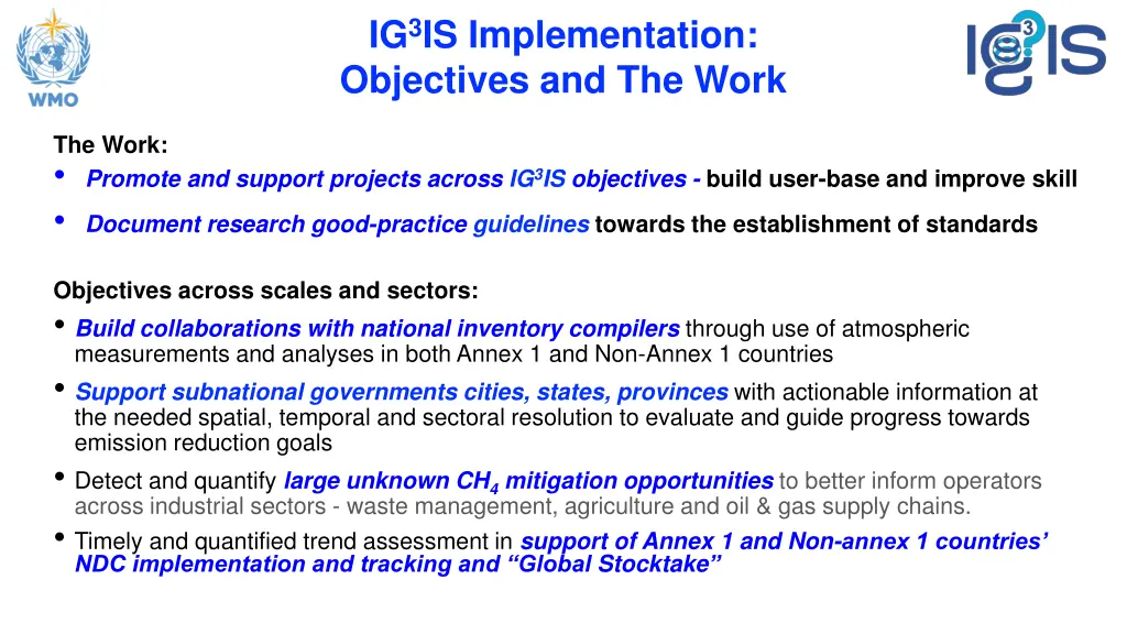 ig 3 is implementation objectives and the work