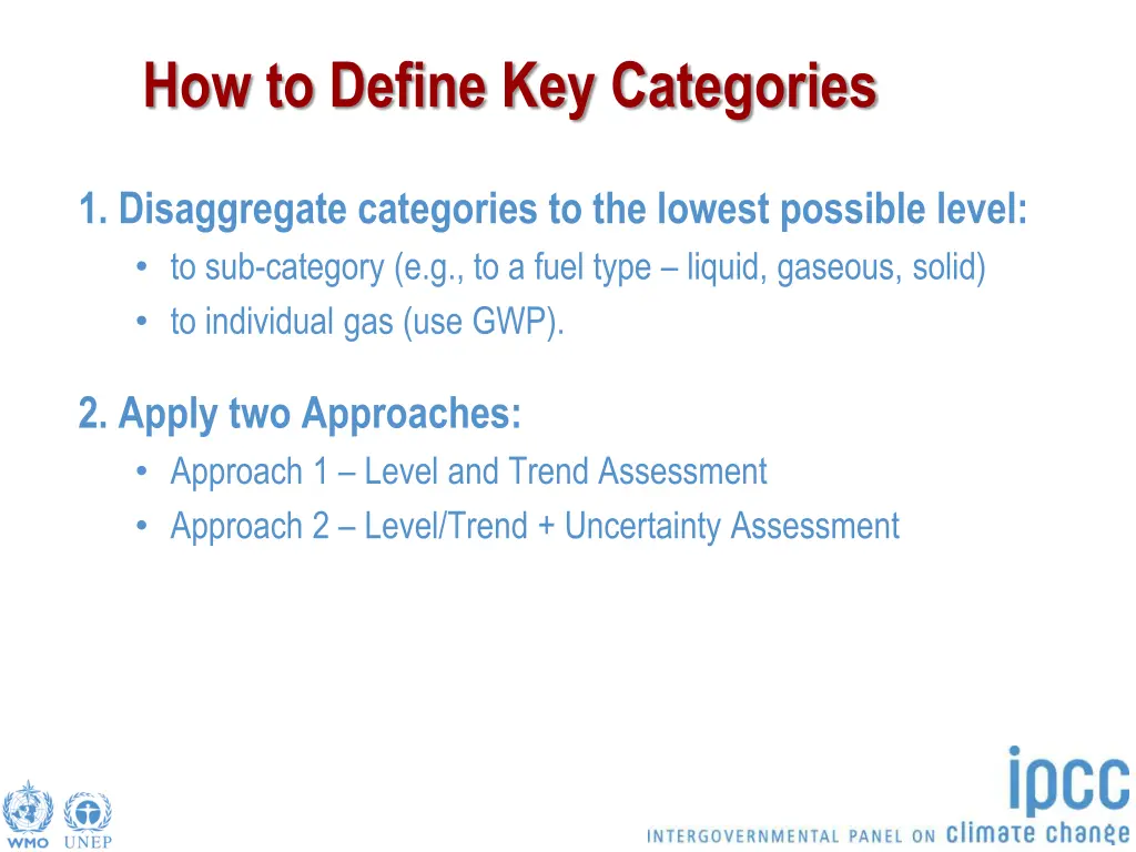 how to define key categories