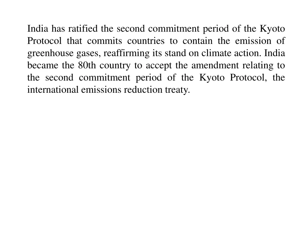 india has ratified the second commitment period