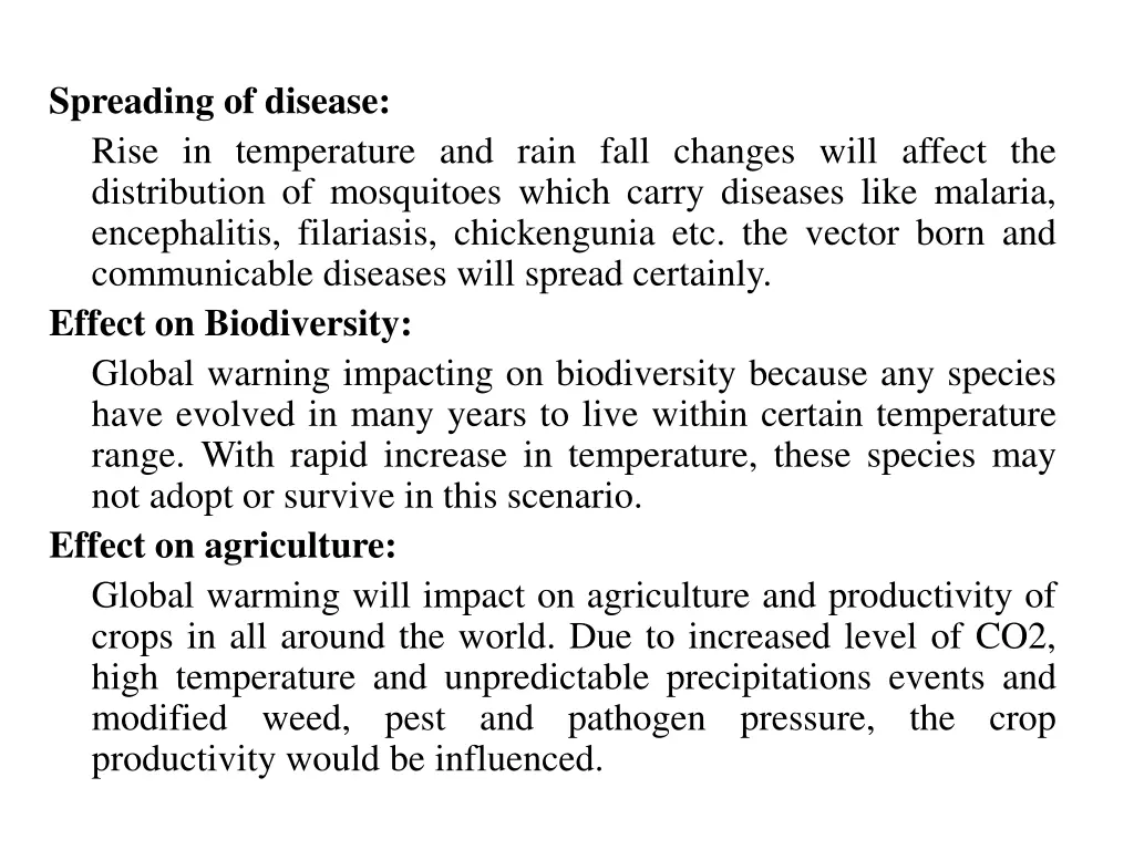 spreading of disease rise in temperature and rain