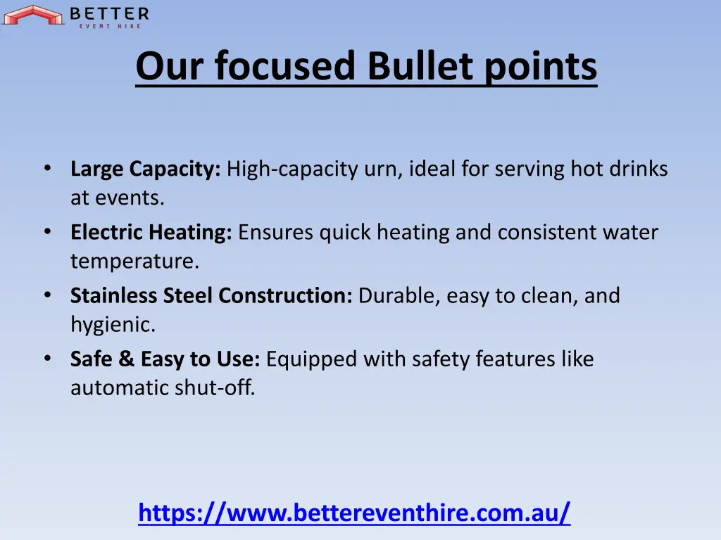 our focused bullet points