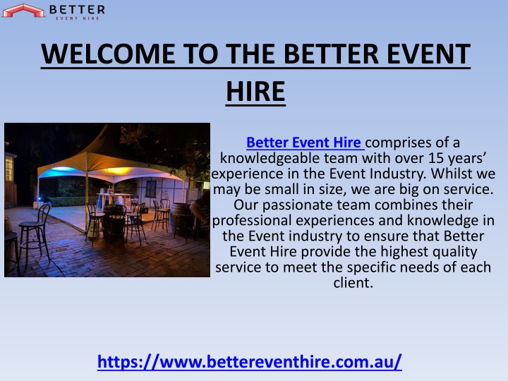 welcome to the better event hire