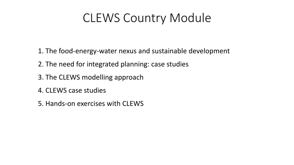 clews country module