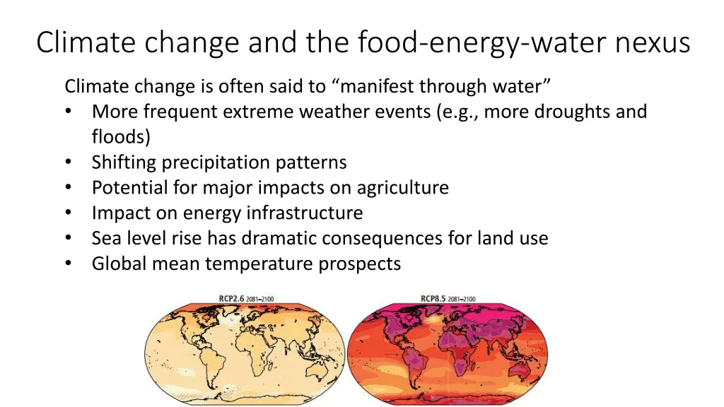 climate change and the food energy water nexus