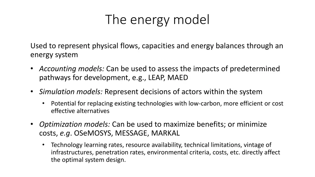 the energy model