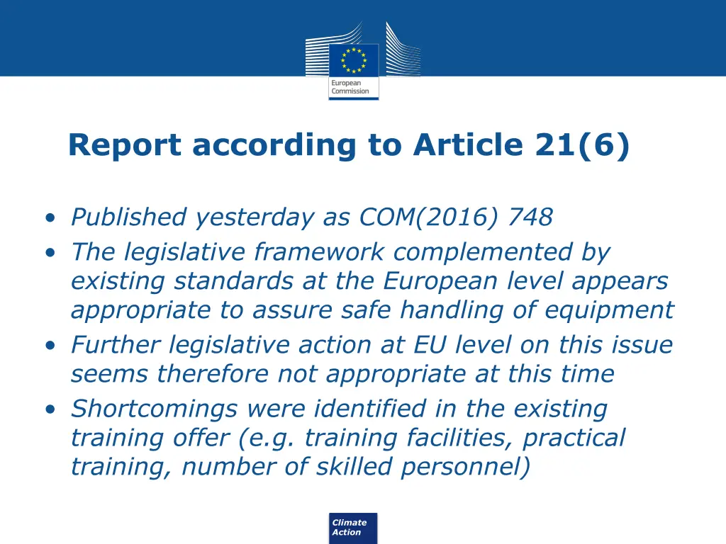 report according to article 21 6