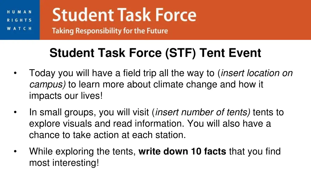 student task force stf tent event 1