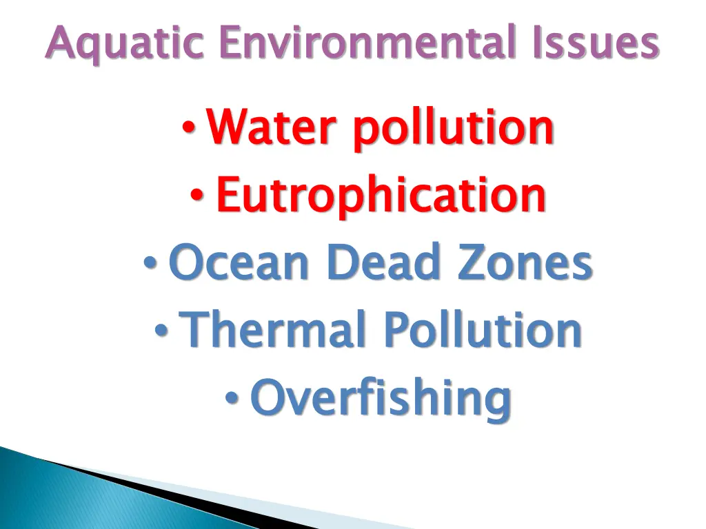 aquatic environmental issues water pollution