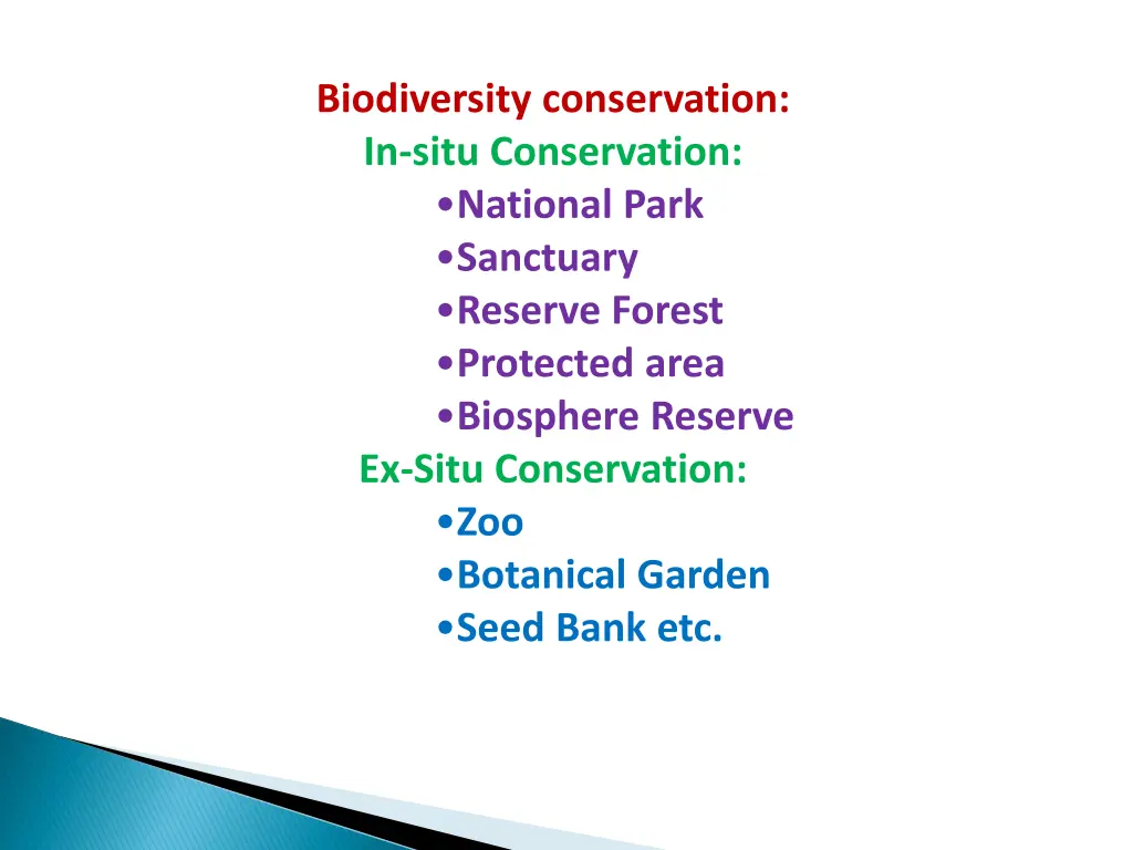 biodiversity conservation in situ conservation