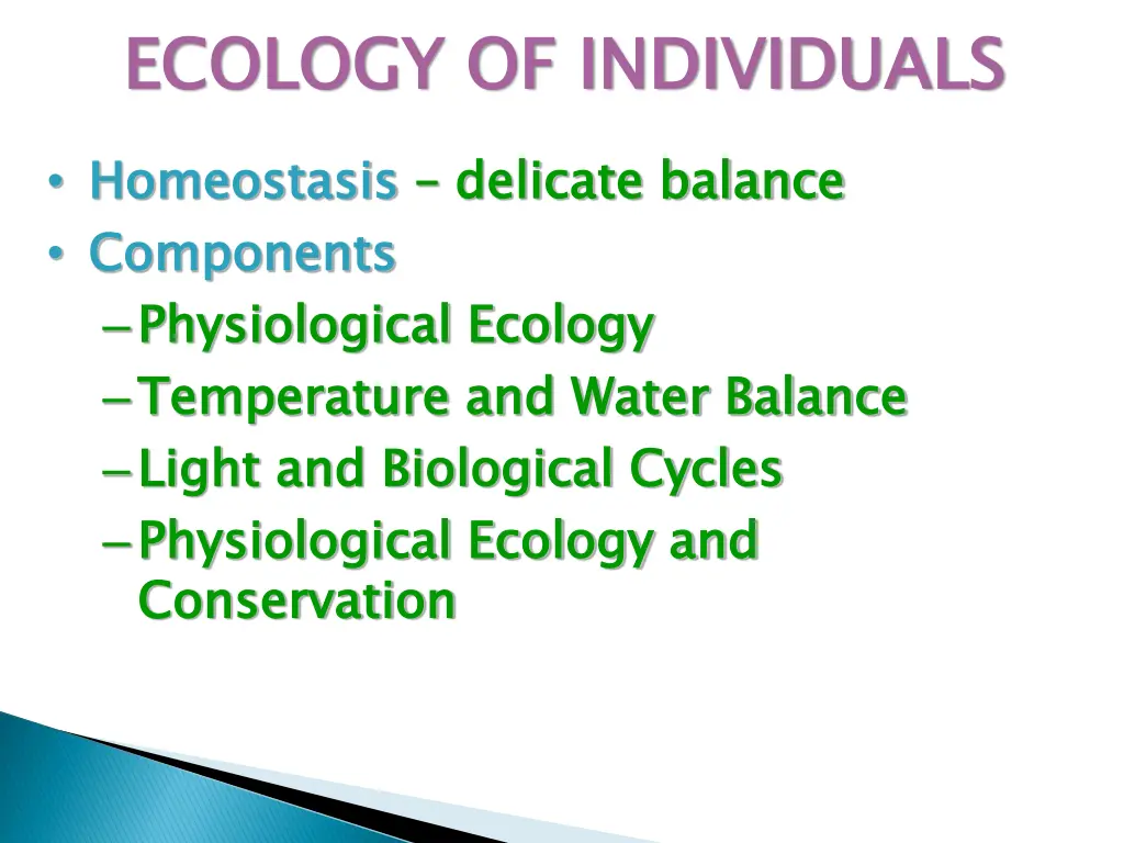 ecology of individuals homeostasis components