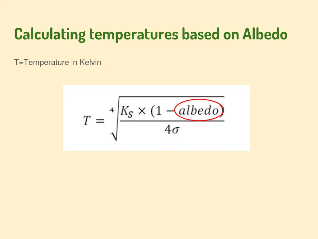 calculating temperatures based on albedo 1