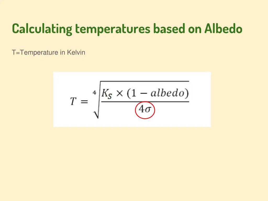 calculating temperatures based on albedo 2