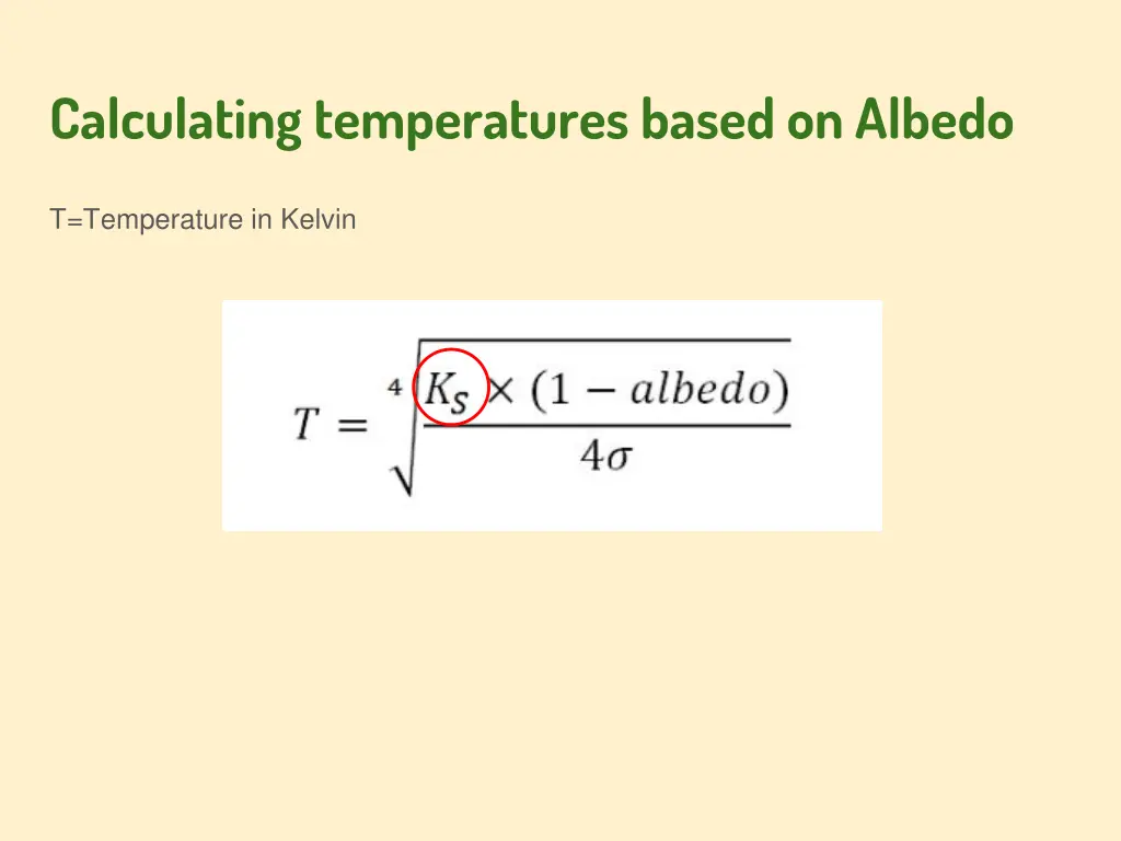 calculating temperatures based on albedo